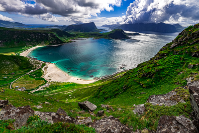 View over Haukland Beach Lofoten